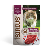 Влажный корм для стерилизованных кошек с говядиной и клюквой в соусе, пауч 85 гр