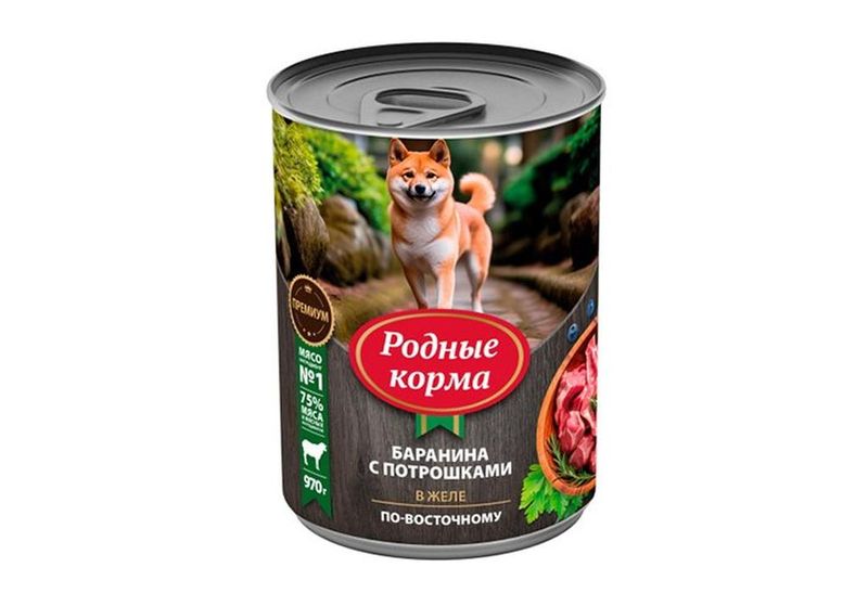 Консервированный корм для собак "Баранина с потрошками в желе по-восточному" 970 гр