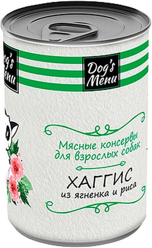 Корм д/взрослых собак хаггис из ягненка и риса 340 гр