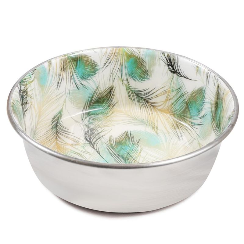 Миска металлическая на резинке "Перышки" 320 мл