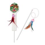 Сибирская кошка Дразнилка-удочка шарик с перьями и погремушкой