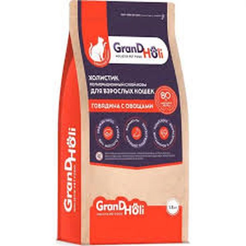 Сухой корм холистик для взрослых кошек "Говядина с овощами" 1,5 кг