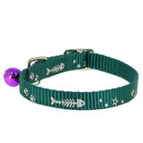 Нейлоновый ошейник "Синтетик" со светоотражающим рисунком для кошек, 1,2 см / 30 см зеленый