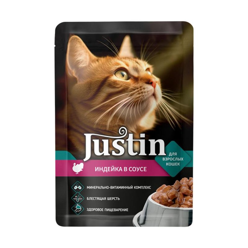 Корм консервированный для взрослых кошек индейка в соусе 75 гр