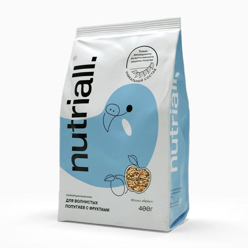 Полнорационный корм для волнистых попугаев с фруктами 400 гр