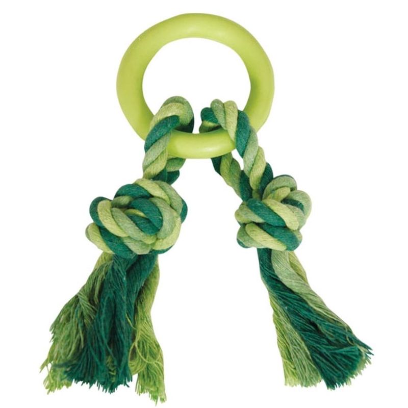 Игрушка для собак из цельнолитой резины "Кольцо с двумя веревками" 19 см