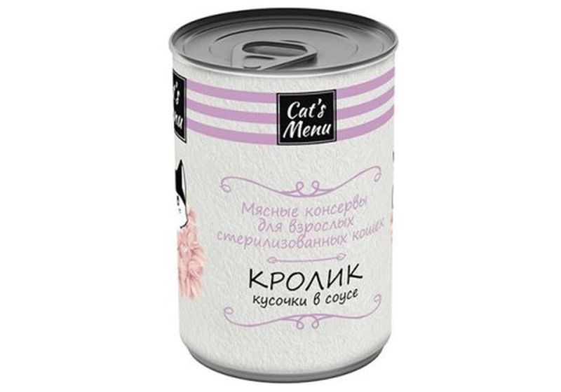 Корм консервированный д/стерилизованных кошек с кроликом кусочки в соусе 340 гр