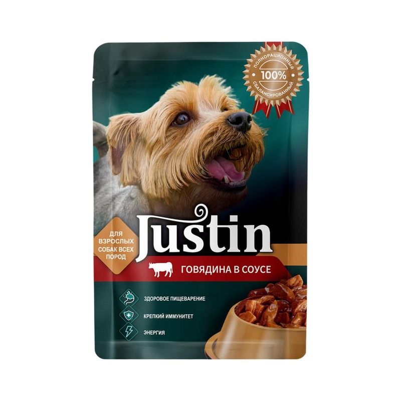 Корм консервированный для взрослых собак всех пород с говядиной в соусе 75 гр