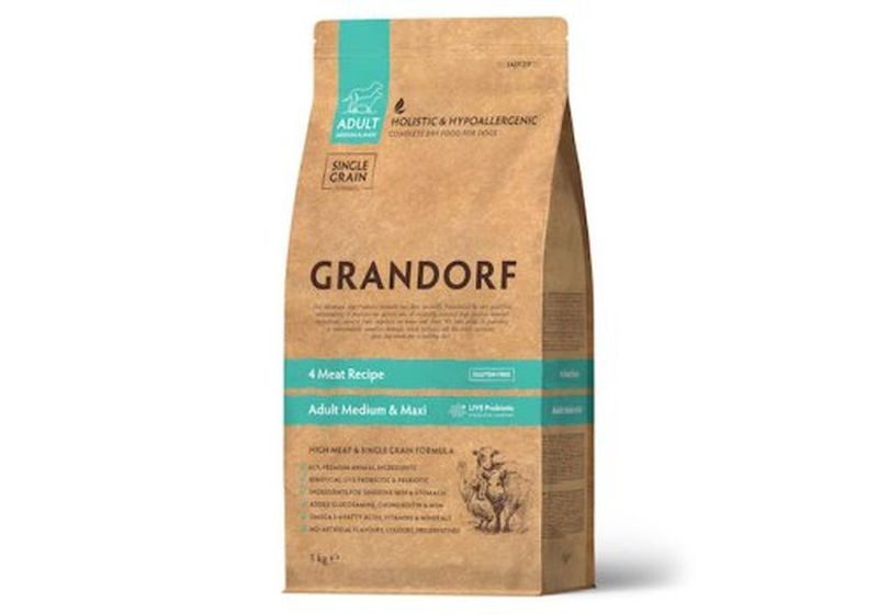 Грандорф Корм д/соб. ср и кр. пород 4 вида мяса (4 Meat PROBIOTIC MED&MAXI) 1 кг