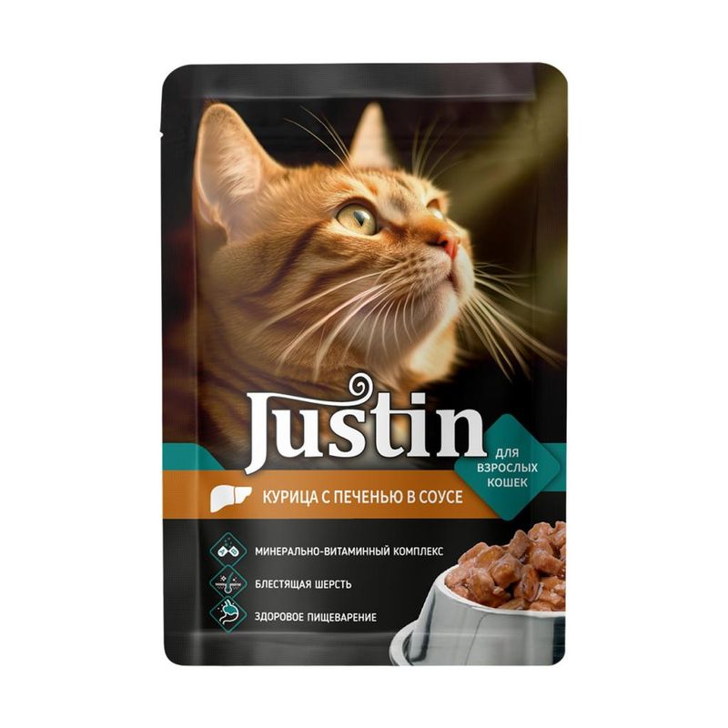Корм консервированный для взрослых кошек курица с печенью в соусе 75 гр