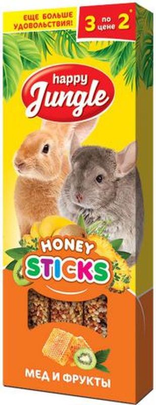 Палочки для крупных грызунов, 3 шт. мед и фрукты