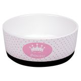 Миска керамическая для собак белая с розовой лапкой 400 мл