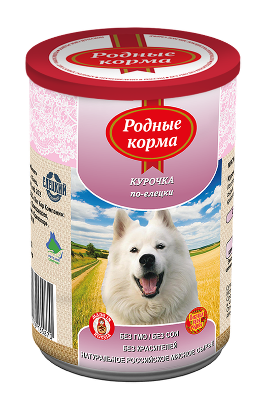Консервированный корм для собак "Курочка по-елецки", банка 410 гр