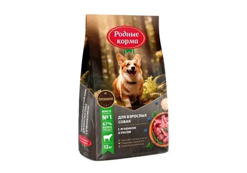 Корм сухой для взрослых собак полнорационный с ягненком и рисом 12 кг
