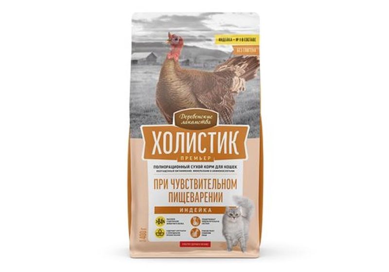 Сухой корм для кошек при чувствительном пищеварении со вкусом индейка 0,4 кг