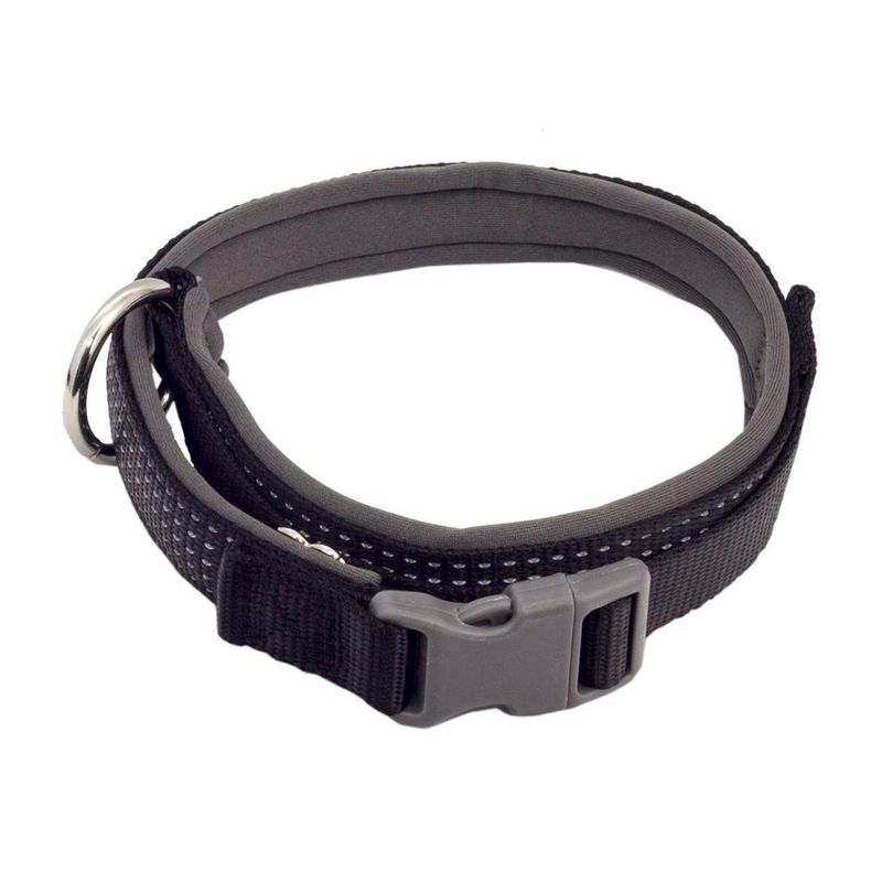 Ошейник нейлоновый "Премиум" светоотражающий с неопреновой подкладкой, черный 3 см / 58 - 75 см