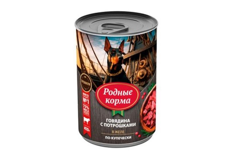Консервированный корм для собак "Говядина с потрошками в желе по-купечески " 410 гр