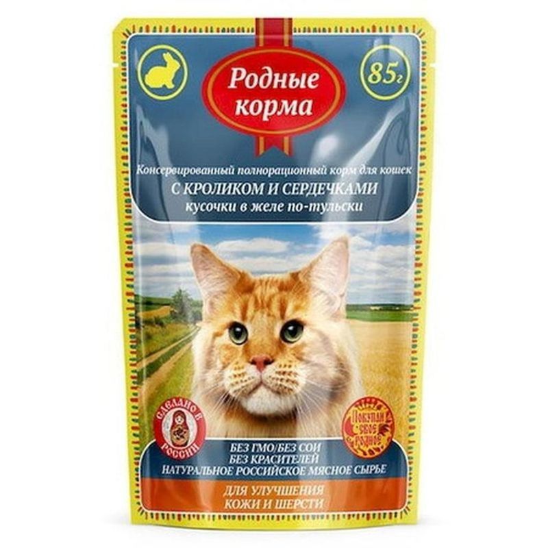 Корм д/кошек с кроликом и сердечками в желе по-тульски 85 гр