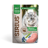 Влажный корм для кошек с чувствительным пищеварением с индейкой и черникой в соусе, пауч 85 гр