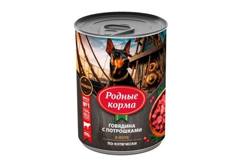 Консервированный корм для собак "Говядина с потрошками в желе по-купечески " 410 гр