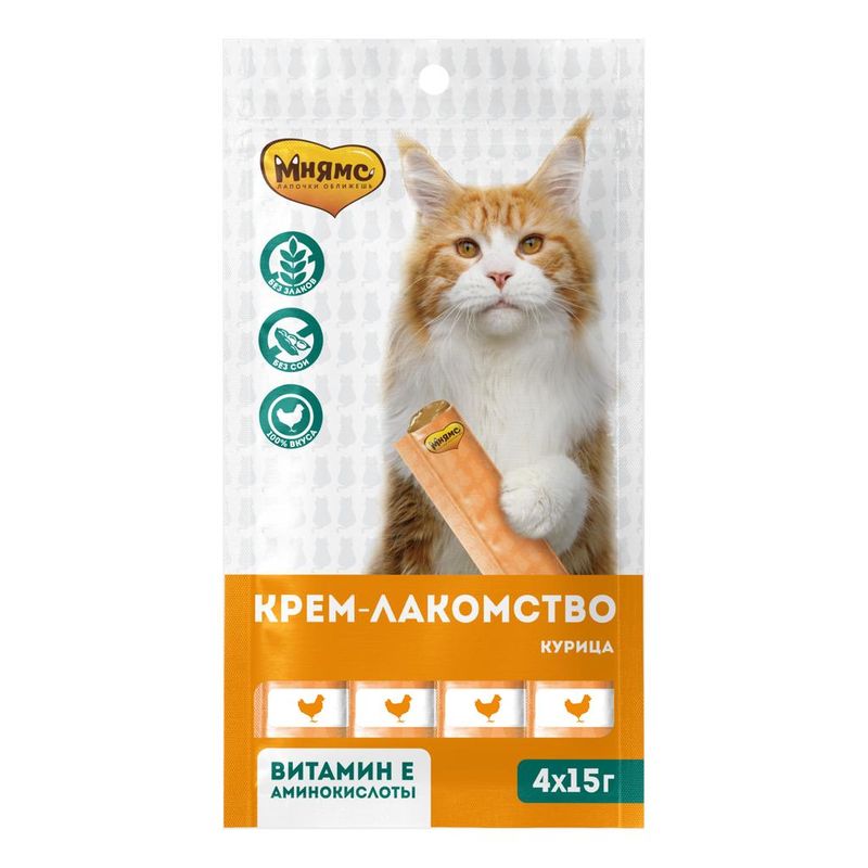 Крем-лакомство для кошек с курицей 4 шт х 15 гр
