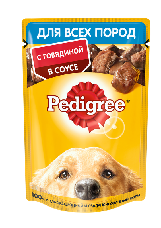 Для взрослых собак всех пород с говядиной, пауч 85 гр