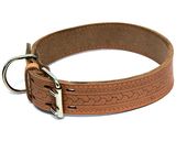 Ошейник кожаный с накаткой 25 мм, обхват 39-46 см